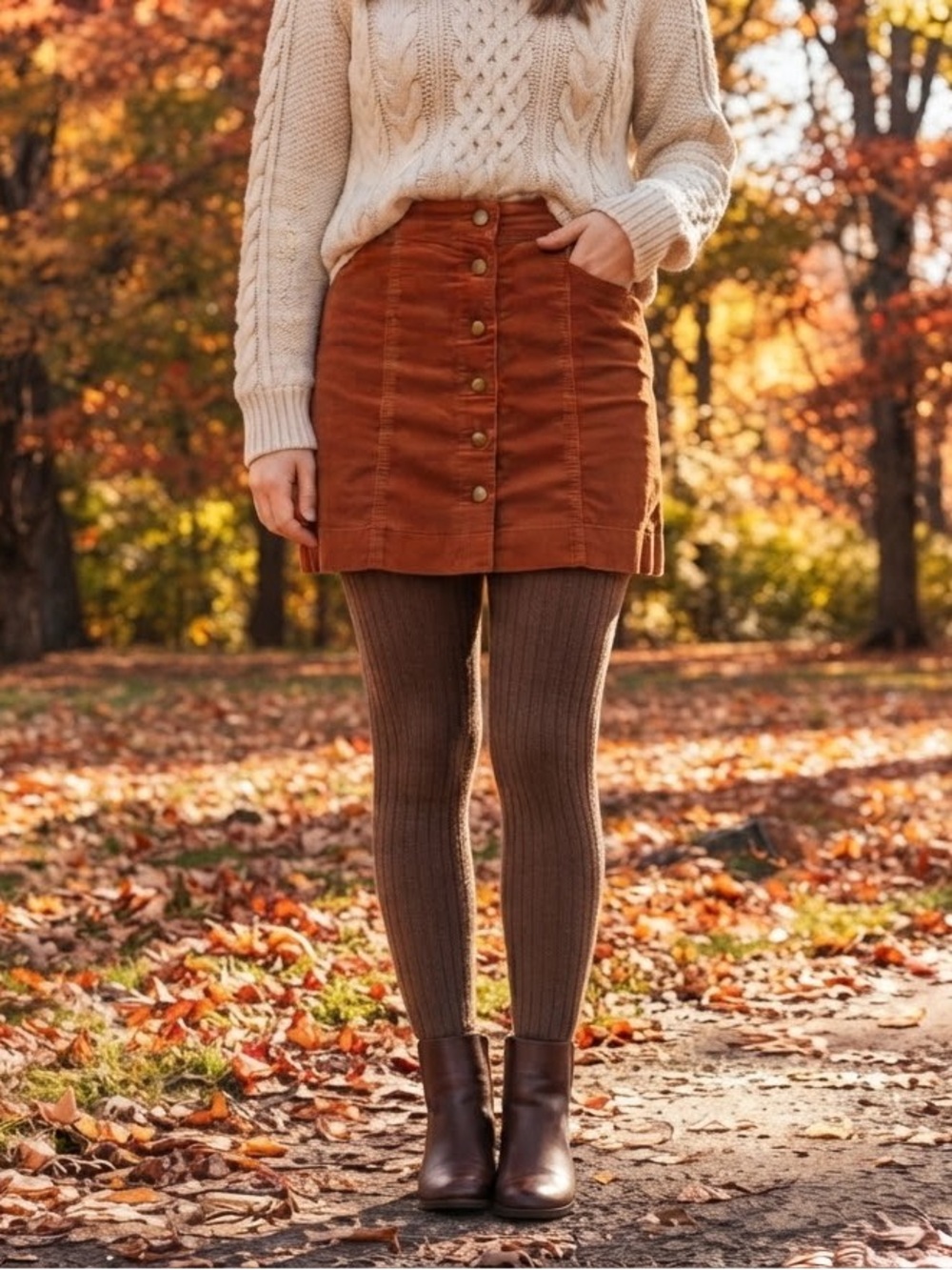 Madewell Rust Button-Front Corduroy Mini Skirt